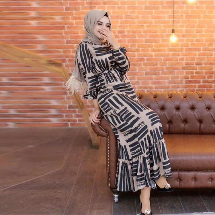 The European And American Fashion Printing Super Long Tunic